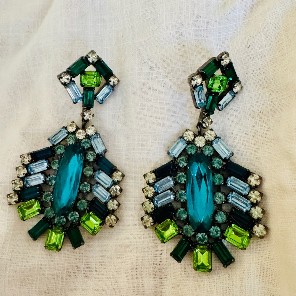 Dannijo blue/green crystal drop earrings